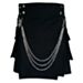 Black Fashion Utility Kilt With Chains