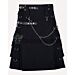 Fashion Black Utility Kilt For Men