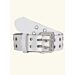 White Fashion Double Prong Leather Belt