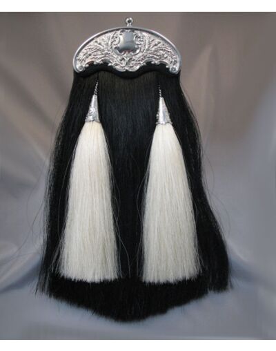 Chrome Thistle Cantle Black Horse Hair Sporran
