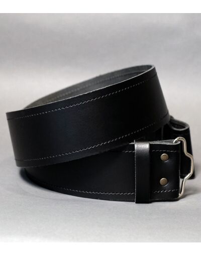 Black Plain Leather Kilt Belt