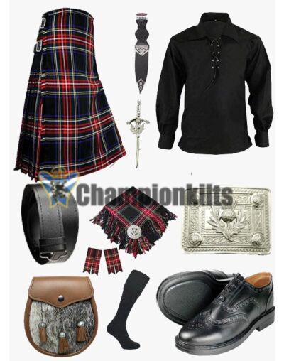 Black Stewart Tartan Kilt Deal