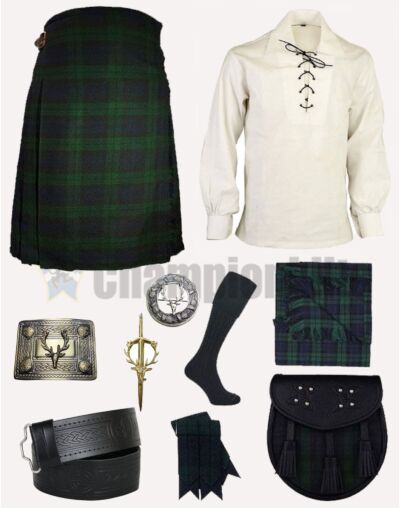 Black Watch Tartan Kilt With Accessories Deal