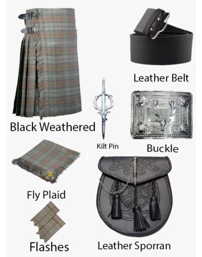 Black Weathered Tartan Kilt Deal