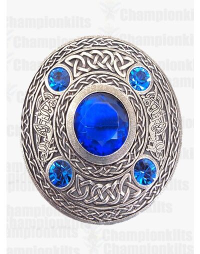 Blue Gemset Fly Plaid Brooch