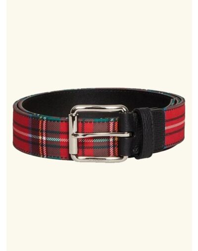 Burberry Red Tartan Leather Belt