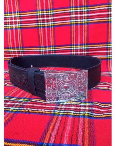Celtic Oval Chrome Buckle With Kilt Belt