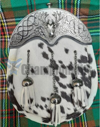 Dress Sporran Bovine Skin Stag Head Cantle