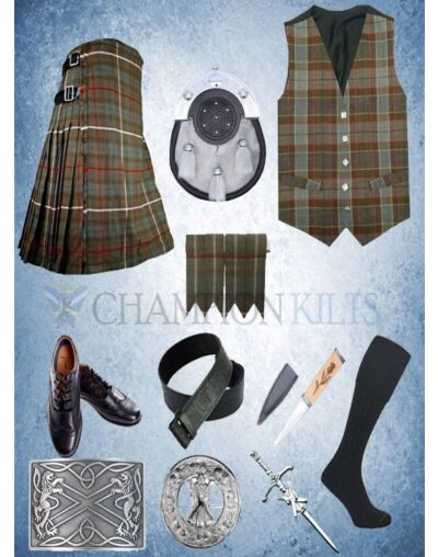 Fraser Weathered Wedding Tartan Kilt Outfit Package Deal