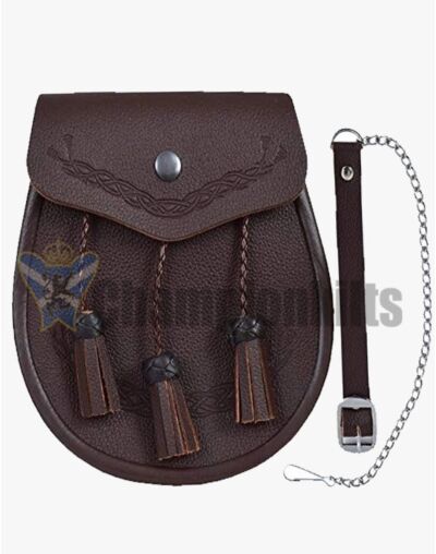 Red And Black Tassel Leather Sporran