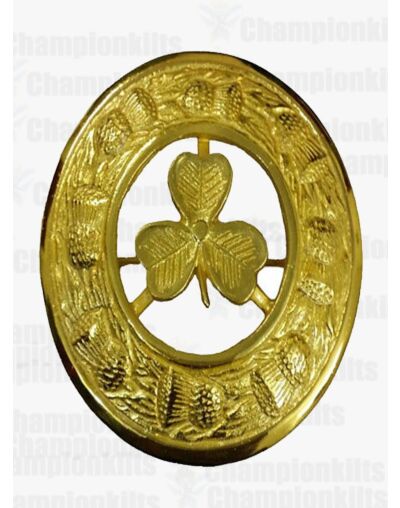 Golden Shamrock Kilt Brooch