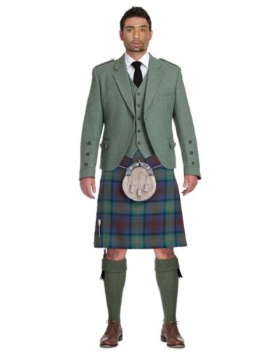 Isle Of Skye Tartan Green Premium Argyll Kilt Outfit