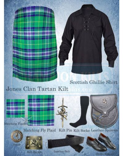 Jones Clan Tartan Casual Kilt Outfit