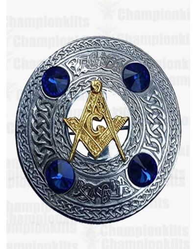 Masonic Celtic Knot Kilt Fly Plaid Brooch