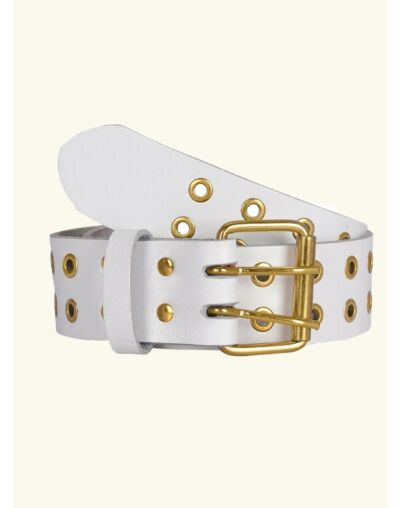 Scottish Double Prong White Leather Kilt Belt