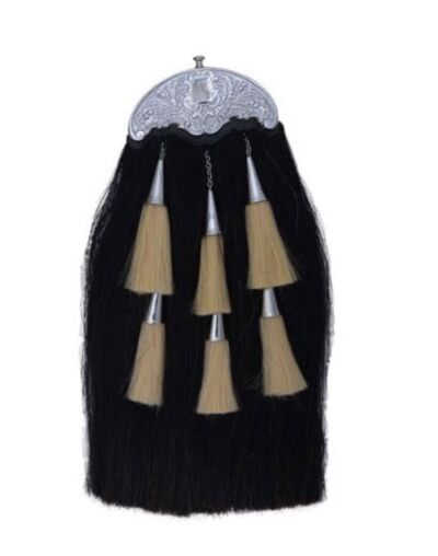 Vintage White Tassel Black Horse Hair Sporran